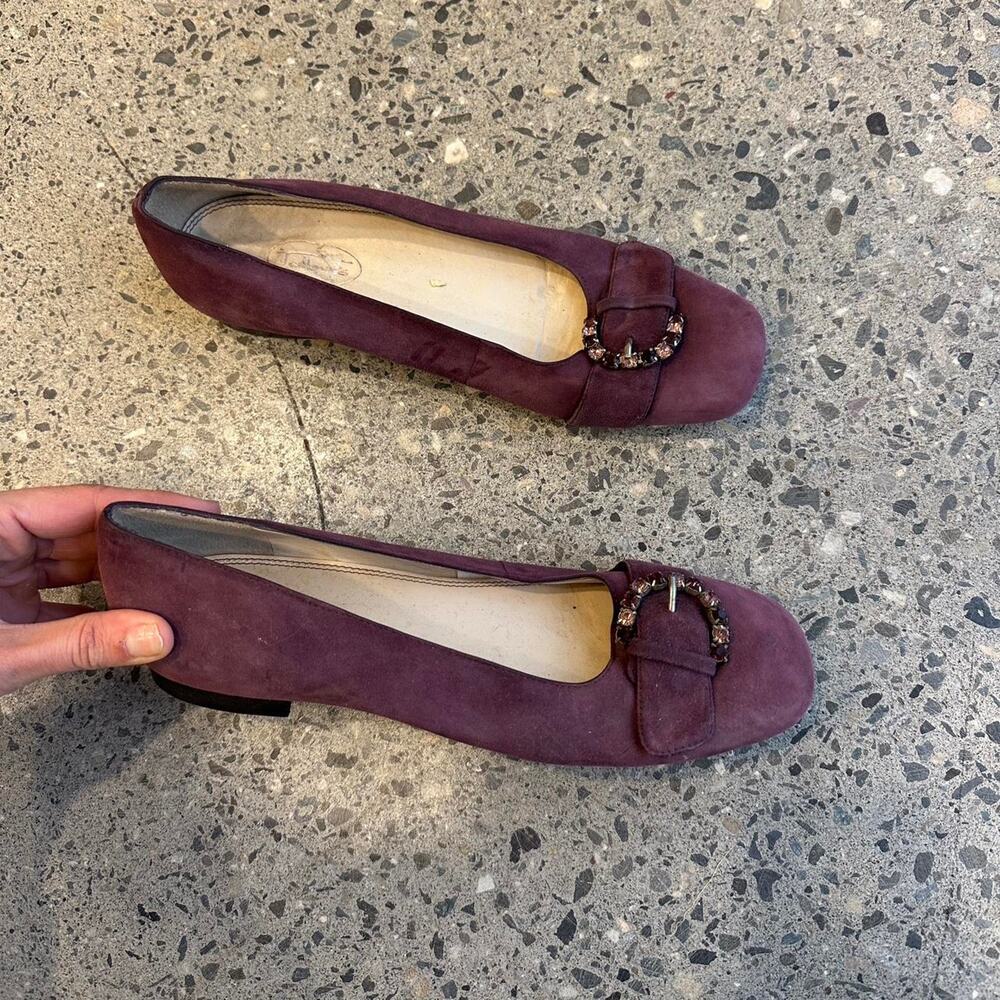 Talbots Women’s 8 Flats Purple Suede Embellished Buckle Flats